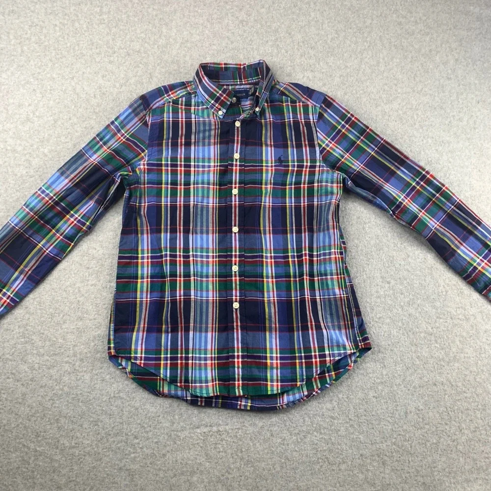 Ralph Lauren Button Down Shirt Kids M (10-12) Multi Color Plaid Long Sleeve